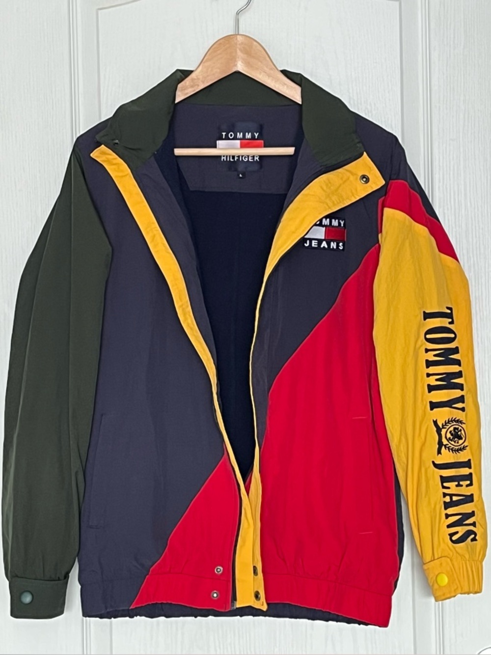 Tommy Jeans 90s Capsule Colorblock Sailing Jacket Size L Vintage Retro Spellout